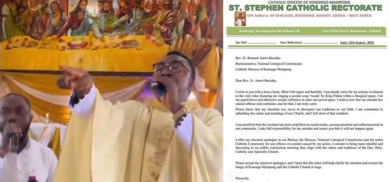 Ghana :  Un prêtre catholique s'excuse après avoir chanté une chanson profane à la messe