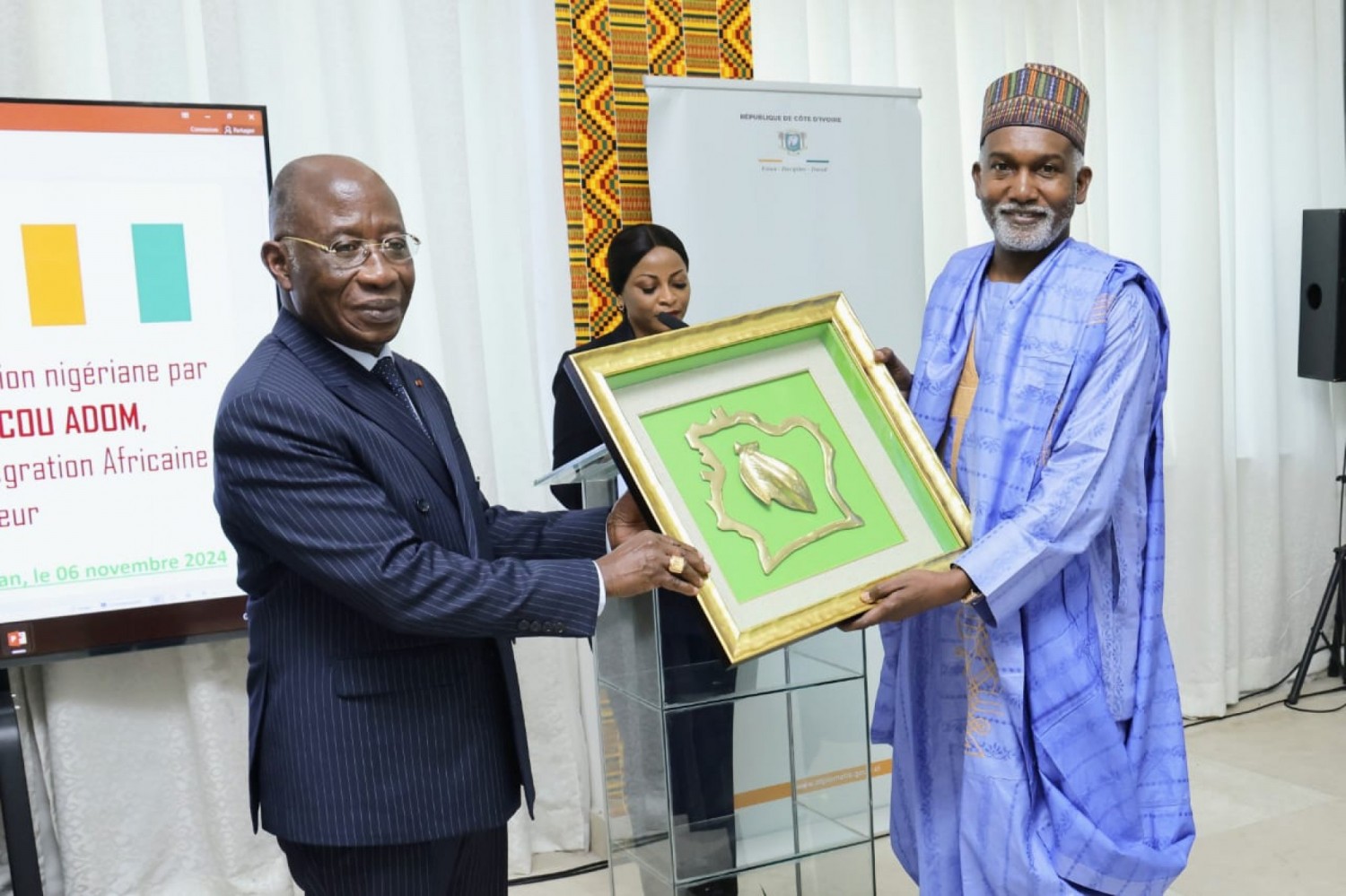 Côte d'Ivoire-Nigeria : En visite de travail à Abidjan, Yusuf Maitama Tuggar, le chef de la diplomatie nigérianne et Léon Adom Kacou évoquent le renforcement des relations bilatérales