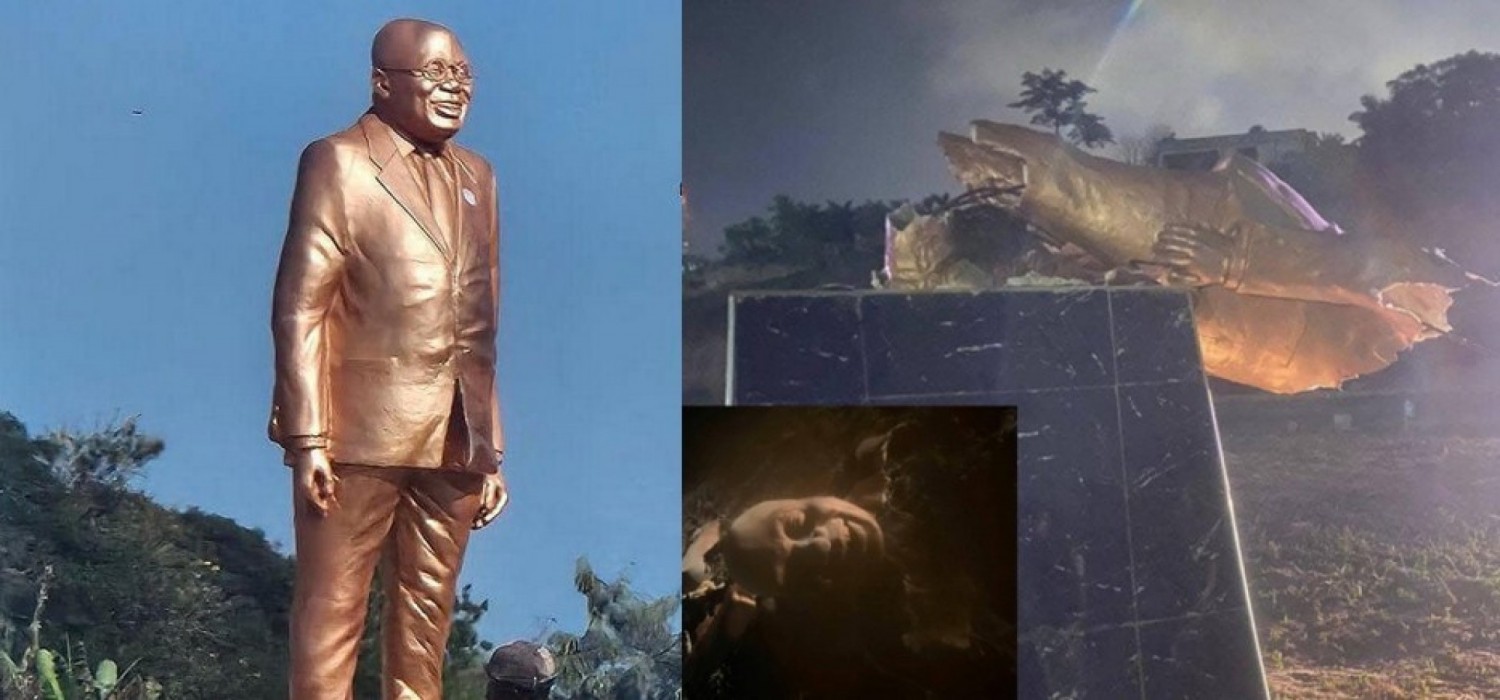 Ghana :  La statue de l'ancien Président Akufo-Addo vandalisée à Effia Nkwanta