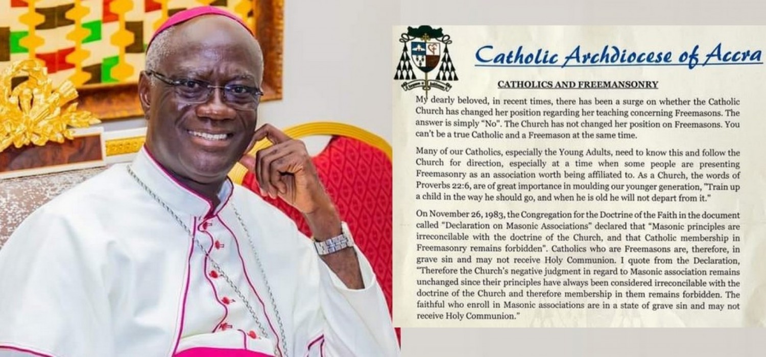 Ghana :  L'Archevêque d'Accra, Mgr John Kwofie, interdit aux fidèles d'adhérer à la franc-maçonnerie