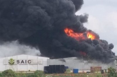 Côte d'Ivoire : A Abengourou, une usine de transformation du caoutchouc en feu, d'importants dégâts