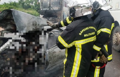 Côte d'Ivoire : Une collision suivie de feu entre un car de transport et un véhicule, deux calcinés