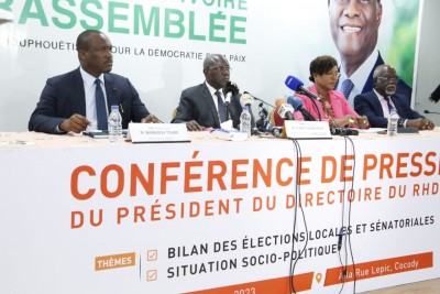 Côte d'Ivoire :  Le RHDP fait le bilan des locales 2023 et salue le chef de l'État pour la promotion des membres éminents du Directoire du Parti