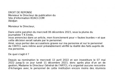Côte d'Ivoire : Droit de réponse de Koné Krémitcha