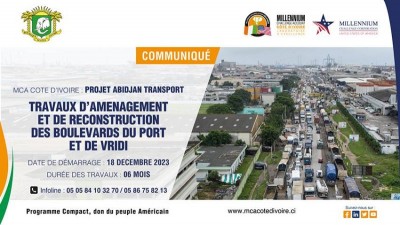 Côte d'Ivoire : Le  projet Abidjan transport pour  l'aménagement et la construction des boulevards du Port et de Vridi est un don des Etats-Unis et non un prêt