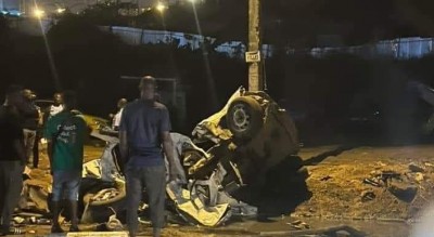 Côte d'Ivoire : Drame au carrefour Dokui, une famille et un chauffeur de VTC décimés dans une collision mortelle impliquant un véhicule de transport et un gros camion