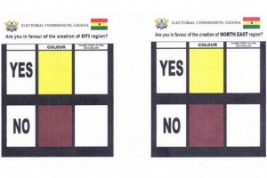 Ghana : Référendum pour les six nouvelles régions, dévoilement du bulletin de vote